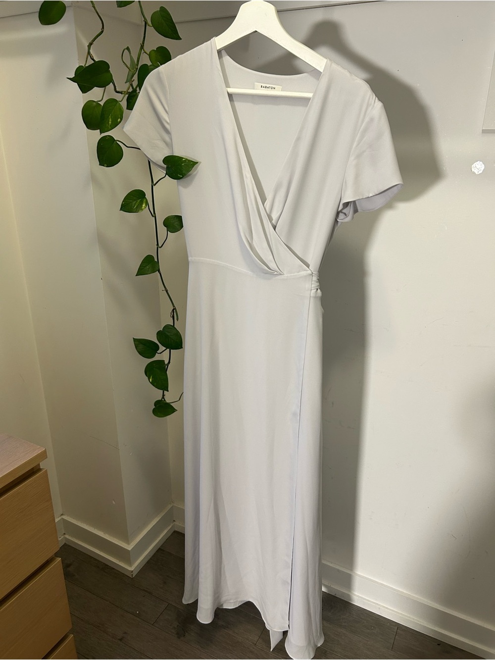 Babaton Pale Gray Surplice Maxi Dress